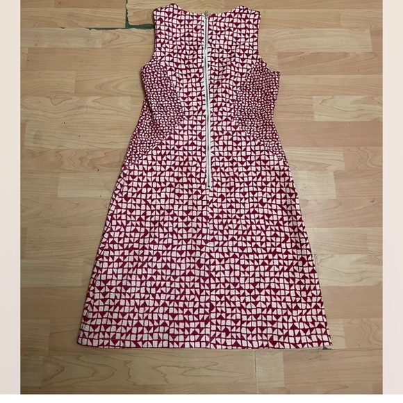 TABITHA ANTHROPOLOGIE red white geometric a-line dress size 0 Petite casual E5 - Picture 3 of 3